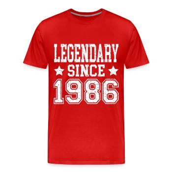 Legendary since 1986 - Men's Premium Organic T-Shirt - red - Front - Damien (186cm)