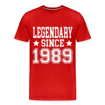 Legendary since 1989 - Men's Premium Organic T-Shirt - red - Front - Damien (186cm)