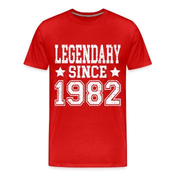 Légendaire depuis 1982 - T-shirt bio Premium Homme - rouge - Devant - Damien (186cm)