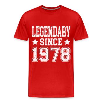 Legendary since 1978 - Men's Premium Organic T-Shirt - red - Front - Damien (186cm)