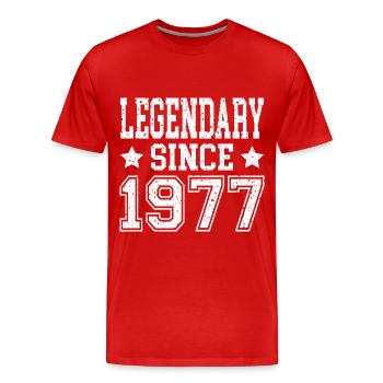 Légendaire depuis 1977 - T-shirt bio Premium Homme - rouge - Devant - Damien (186cm)