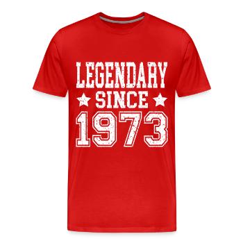 Legendary since 1973 - Men's Premium Organic T-Shirt - red - Front - Damien (186cm)