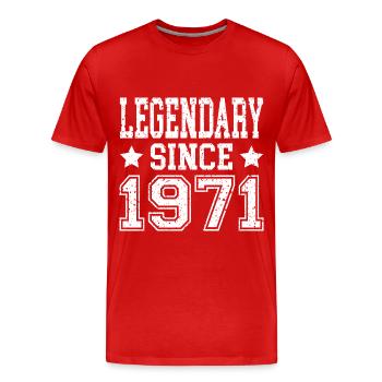 Legendary since 1971 - Men's Premium Organic T-Shirt - red - Front - Damien (186cm)
