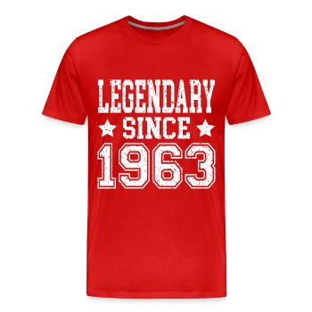 Légendaire depuis 1963 - T-shirt bio Premium Homme - rouge - Devant - Damien (186cm)