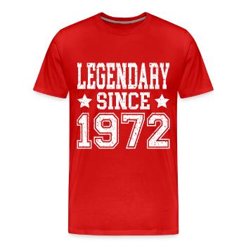 Légendaire depuis 1972 - T-shirt bio Premium Homme - rouge - Devant - Damien (186cm)