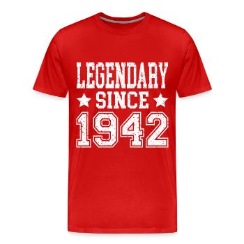 Legendary since 1942 - Männer Premium Bio T-Shirt - Rot - Vorne - Damien (186cm)