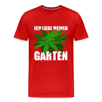 Ich liebe meinen Garten - Hanf - legal - Männer Premium Bio T-Shirt - Rot - Vorne - Damien (186cm)