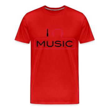 I love music J´aime Music Plug casque le son Bass - T-shirt bio Premium Homme - rouge - Devant - Damien (186cm)