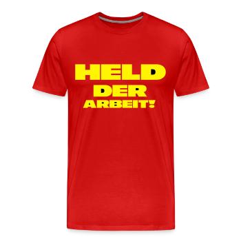 Held der Arbeit - Männer Premium Bio T-Shirt - Rot - Vorne - Damien (186cm)