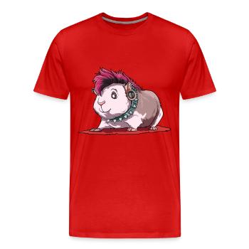 Meerschweinchen als Punker - Männer Premium Bio T-Shirt - Rot - Vorne - Damien (186cm)