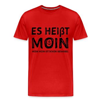 Moin Begrüßung Guten Morgen - Männer Premium Bio T-Shirt - Rot - Vorne - Damien (186cm)