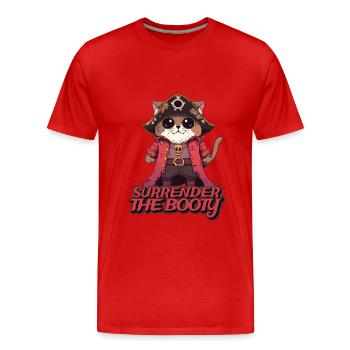 Pirate Cat Give Me the Treasures - Men's Premium Organic T-Shirt - red - Front - Damien (186cm)