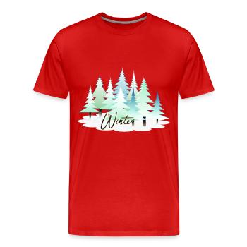Paysage hivernal Sapins des neiges - T-shirt bio Premium Homme - rouge - Devant - Damien (186cm)