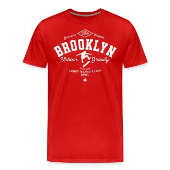 Brooklyn Urban Gravity skateboarding - T-shirt bio Premium Homme - rouge - Devant - Damien (186cm)
