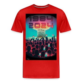 NUKE 1 vonYume Ursprünge - Männer Premium Bio T-Shirt - Rot - Vorne - Damien (186cm)