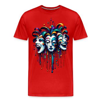 Maskenspiel - Mask play - Männer Premium Bio T-Shirt - Rot - Vorne - Damien (186cm)