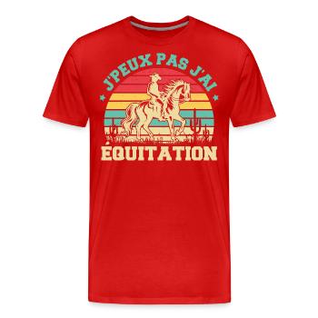 Ich kann nicht reiten - Pferdesport - Männer Premium Bio T-Shirt - Rot - Vorne - Damien (186cm)