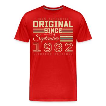 September 1982 September 43. Jubiläum limitierte Auflage - Männer Premium Bio T-Shirt - Rot - Vorne - Damien (186cm)