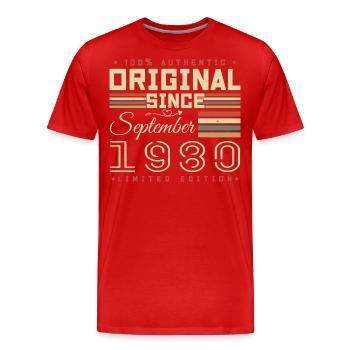 September 1980 September 45e verjaardag Limited Edition - Mannen premium biologisch T-shirt - rood - Voor - Damien (186cm)