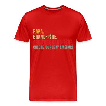Papa,grand-père,arrière grand-père humour cadeau - T-shirt bio Premium Homme - rouge - Devant - Damien (186cm)
