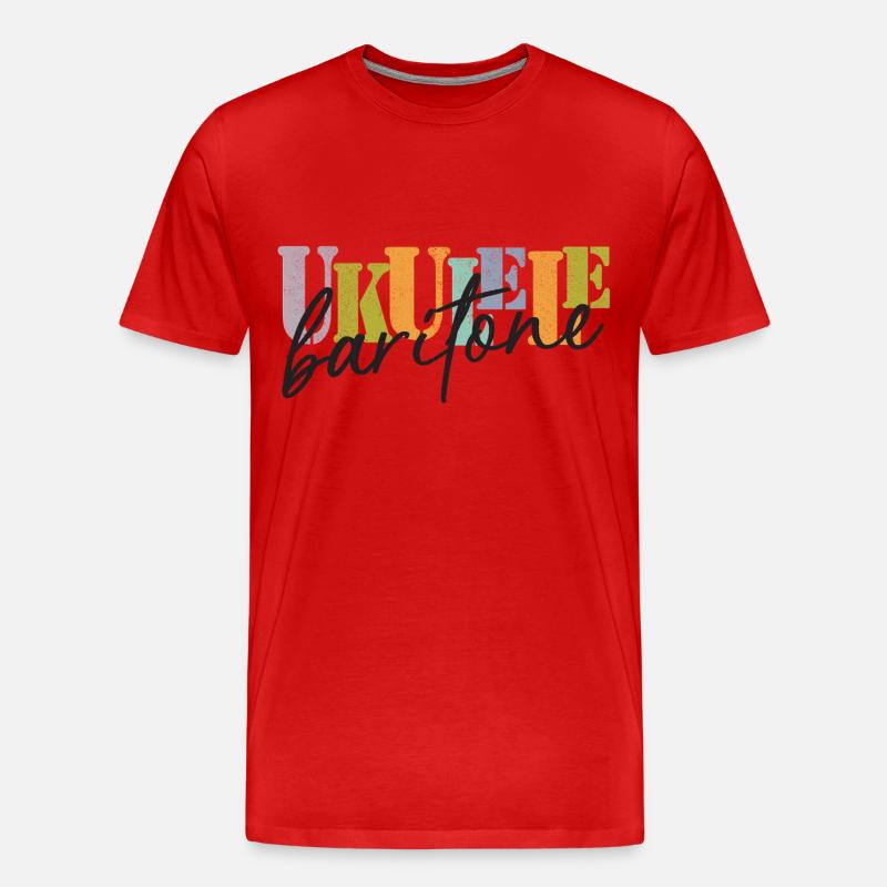 Baritone Ukulele bunt und schwarz - Männer Premium Bio T-Shirt - Rot