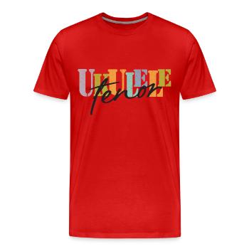 Ukulélé ténor coloré et noir - T-shirt bio Premium Homme - rouge - Devant - Damien (186cm)