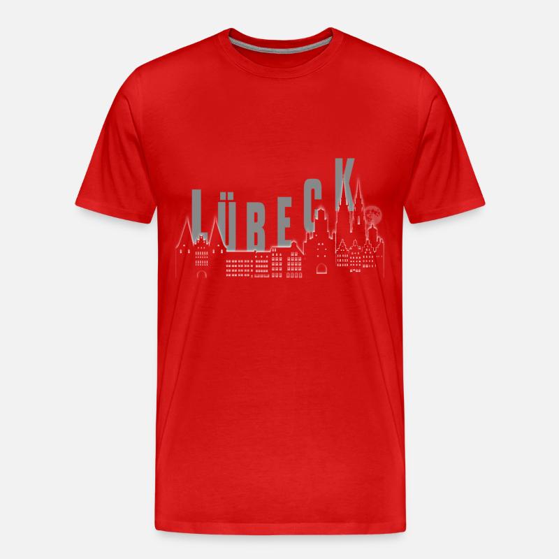 Lübecker Skyline - Männer Premium Bio T-Shirt - Rot