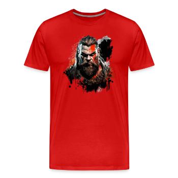 Viking Warrior Barbarian - Men's Premium Organic T-Shirt - red - Front - Damien (186cm)