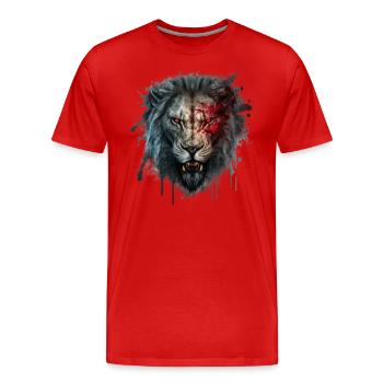 Lion mort-vivant : redoutable souverain de la savane - T-shirt bio Premium Homme - rouge - Devant - Damien (186cm)