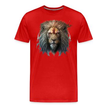 Löwe der Untoten - Männer Premium Bio T-Shirt - Rot - Vorne - Damien (186cm)