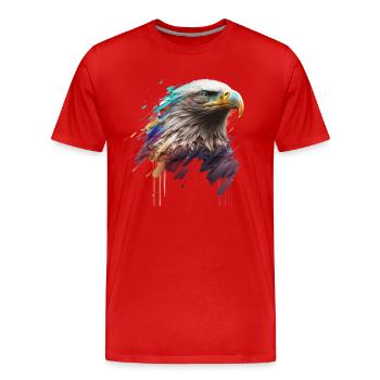 Eagle in Colors: An Artistic Portrait - Men's Premium Organic T-Shirt - red - Front - Damien (186cm)
