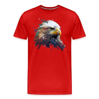 Freiheit in Farbe: Adlerporträt auf Leinwand - Männer Premium Bio T-Shirt - Rot - Vorne - Damien (186cm)