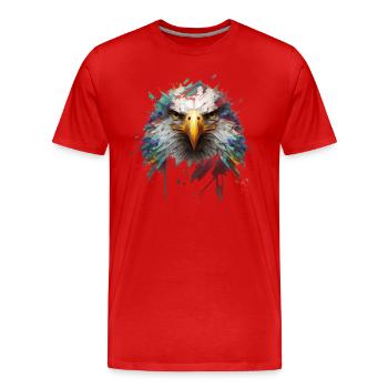 Freiheit in Farbe: Adlerporträt auf Leinwand - Männer Premium Bio T-Shirt - Rot - Vorne - Damien (186cm)