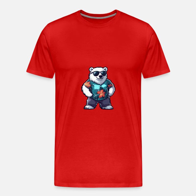 Eisbär Comic Urlaub - Männer Premium Bio T-Shirt - Rot