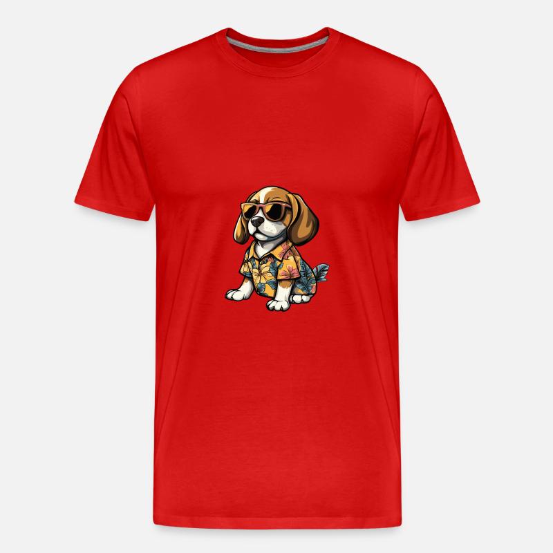 Beagle Hund Comic Urlaub - Männer Premium Bio T-Shirt - Rot