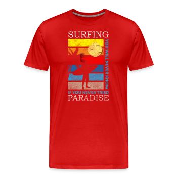 Surfer Surfergirl Windsurfen Board - Männer Premium Bio T-Shirt - Rot - Vorne - Damien (186cm)