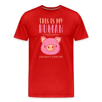 Teacup Minischwein Minipig Piggy - Männer Premium Bio T-Shirt - Rot - Vorne - Damien (186cm)