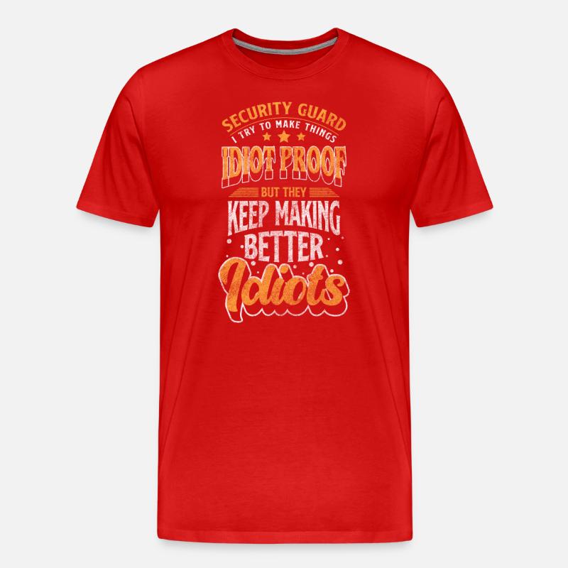 Wachmann Gebäude Nachtschicht - Männer Premium Bio T-Shirt - Rot