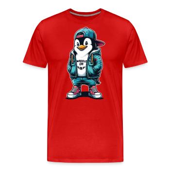 Pingouin Hipster Se dandiner avec Style - T-shirt bio Premium Homme - rouge - Devant - Damien (186cm)