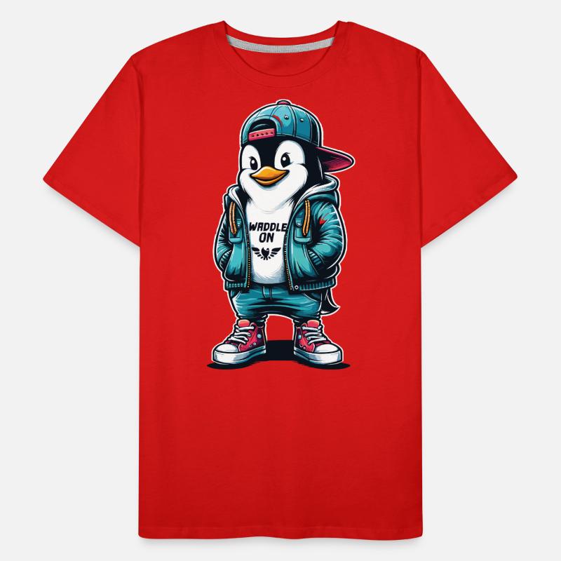 Hipster Penguin Waddle On with Style Men's Premium Organic T-Shirt