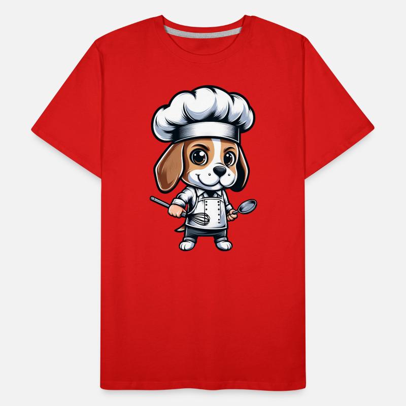 Conception de bande dessinée mignonne Beagle Chef T-shirt bio Premium Homme