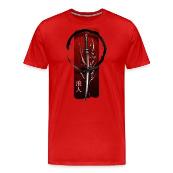 vagabond : Épée Katana avec Inscri 'Ronin' - T-shirt bio Premium Homme - rouge - Devant - Damien (186cm)