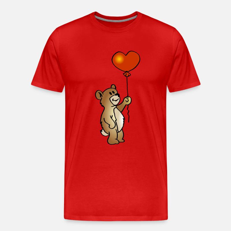 Teddy mit Herz - Männer Premium Bio T-Shirt - Rot