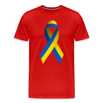 Ukraine Friedenszeichen - Männer Premium Bio T-Shirt - Rot - Vorne - Damien (186cm)