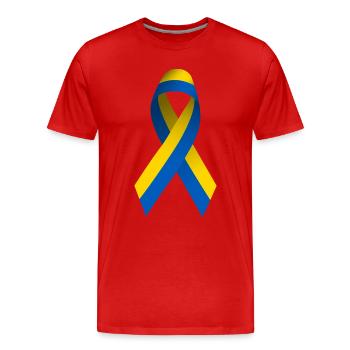Schleife Ukraine - Männer Premium Bio T-Shirt - Rot - Vorne - Damien (186cm)