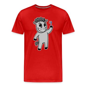 Cheval avec brosse à dents - T-shirt bio Premium Homme - rouge - Devant - Damien (186cm)