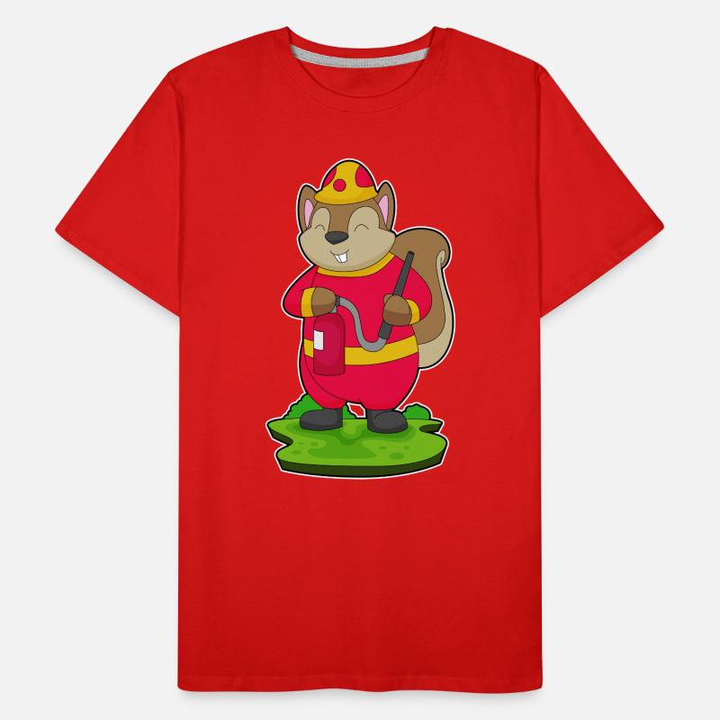 Pompier Squirrel Extincteur Brigade T-shirt bio Premium Homme