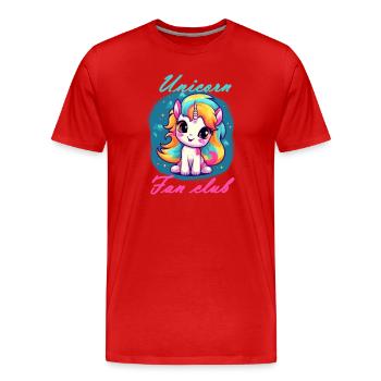 Fan club licorne - T-shirt bio Premium Homme - rouge - Devant - Damien (186cm)