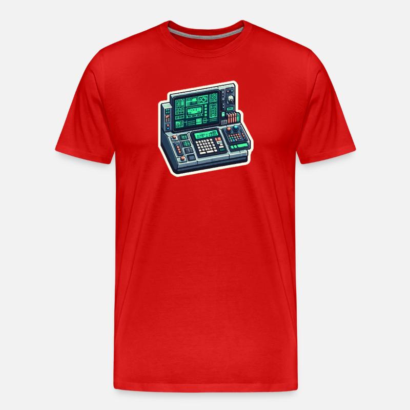 Retro Computer Console Neon - Männer Premium Bio T-Shirt - Rot