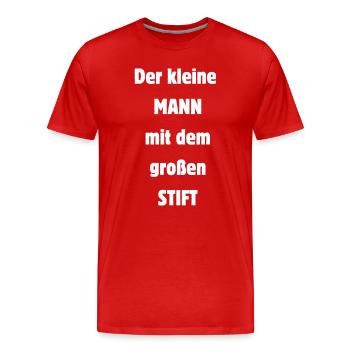 The little MAN with the big PEN Malle Fun - Men's Premium Organic T-Shirt - red - Front - Damien (186cm)